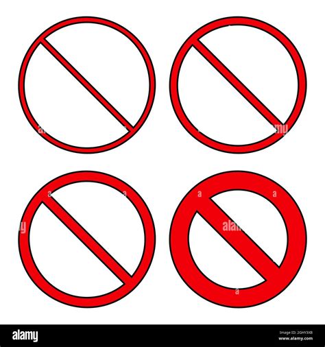 Forbidden Symbol Crossed Red Circle No Sign Simple Set Vector