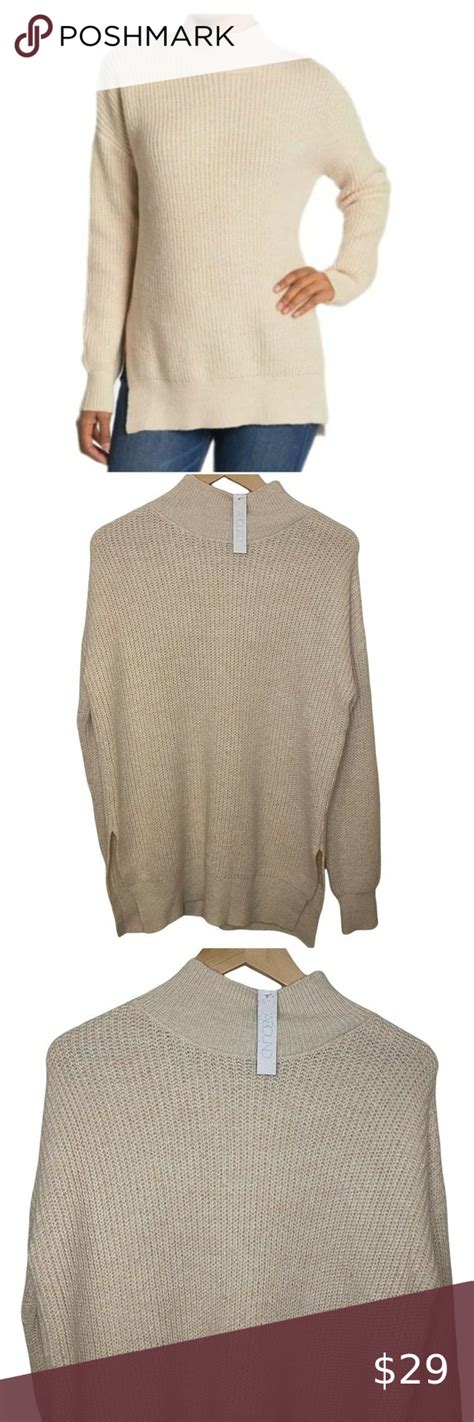 Abound Nwt Beige Oatmeal Light Heather Mock Neck Tunic Sweater Size S