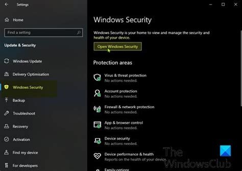 How To Open Windows Security Center In Windows 10