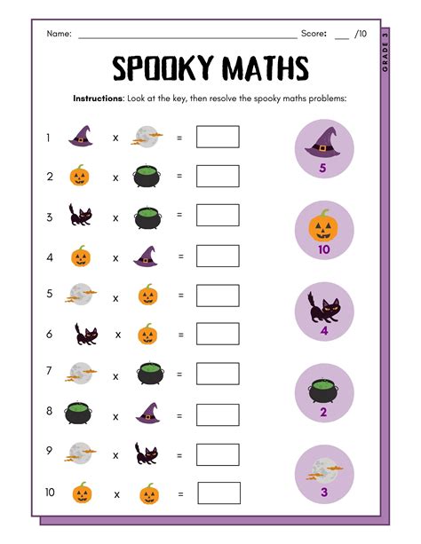 3rd Grade Math Halloween Kids Homework Worksheet Etsy