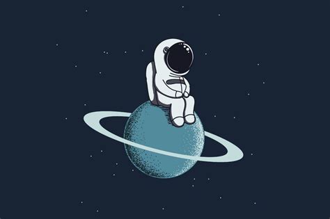 Cute Spaceman Alone Space Drawings Astronaut Art Astronaut Illustration