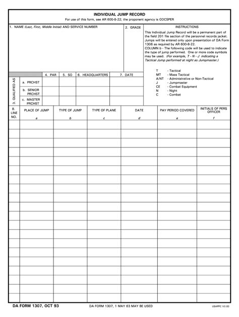 1993 Form Da 1307 Fill Online Printable Fillable Blank Pdffiller