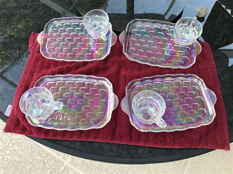 Federal Glass Yorktown Snack Set For 4 4 Cups And 4 Trays On Ebay For 32 Avg 23 13 Low