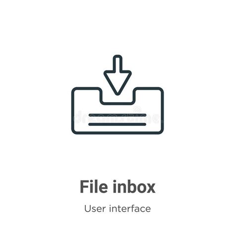 Outline File Inbox Vector Icon Isolated Black Simple Line Element