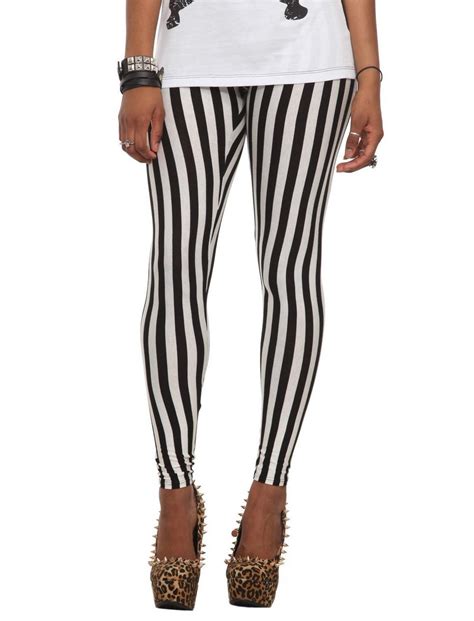 Black And White Stripe Leggings Hot Topic