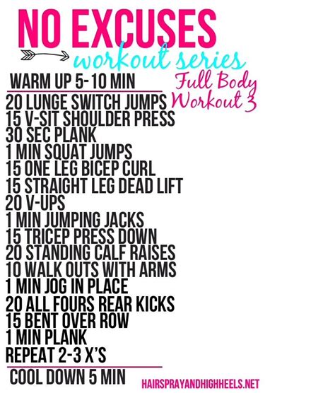 Full Body Workout 3 No Excuses Workout Weight Training Programs