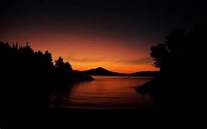 Dark Sunset Nature Evening Calm Orange Water