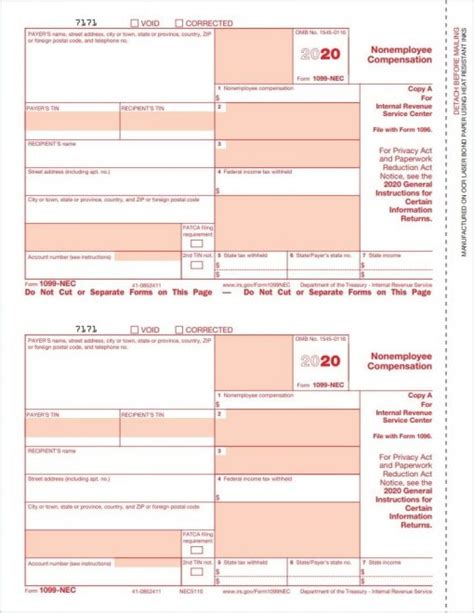 Quickbooks 1099 Nec Form Copy A Federal Discount Tax Forms