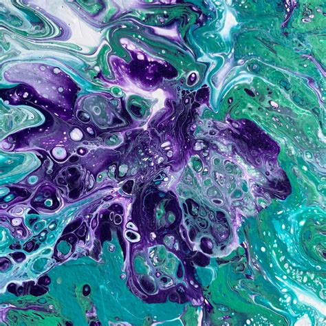 Green Blue And Purple Fluid Acrylic Painting Abstract Art Etsy