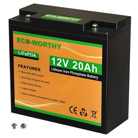Eco Worthy 12v 20ah Lithium Battery Rechargeable Lifepo4 Lithium Iron
