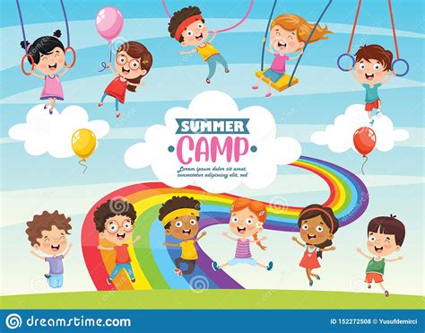 Vector Illustration Of Summer Camp Kids Stock Illustration