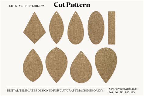 Earrings SVG Template, Silhouette Cut Files, Cricut (545840) | Cut