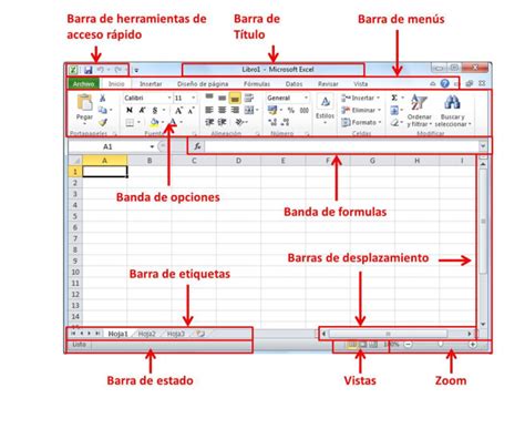 Microsoft Excel 2010 Partes De La Ventana De Microsoft Excel 2010