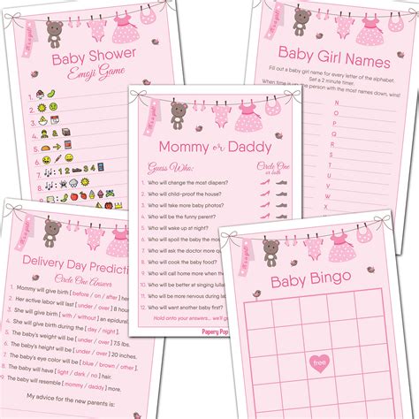 Buy Baby Shower Games For Girl Set Of 5 Activities For 50 Guests