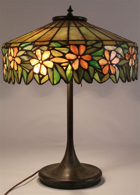 Lot 172 Art Nouveau Leaded Glass Lamp Multicolored Flowers Case Auctions