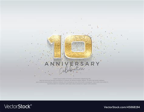 Golden Number 10th Premium Design With Luxurious Vector Image