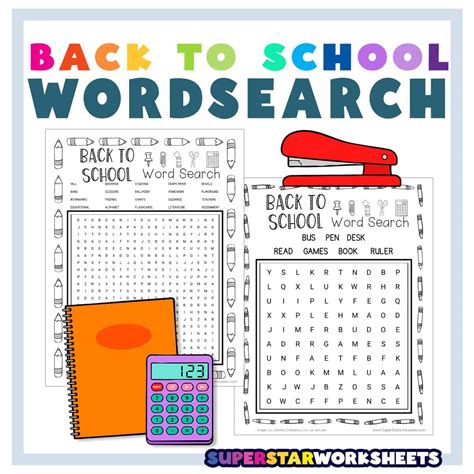 Back To School Word Search Superstar Worksheets