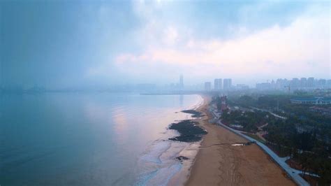 Hainan Island Holiday Beach Early Morning Sea Mist 4k Aerial