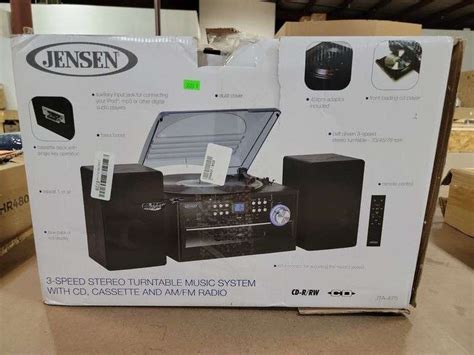 Jensen 3 Speed Stereo Turntable Music System With Cd Cassette And Am