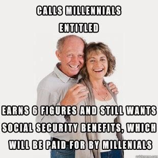 Also works well as an insult. Baby Boomers vs. Millennials