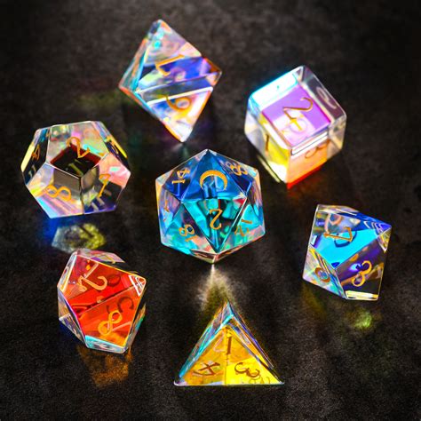 Prismatic Glass Dnd Dice Set Gemstone Dice Set Stone Dice Set Etsy