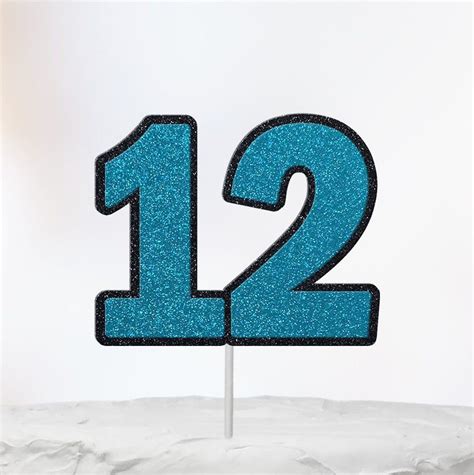 Number 12 Birthday Cake Topper, 12th Birthday Celebration Multi-Color