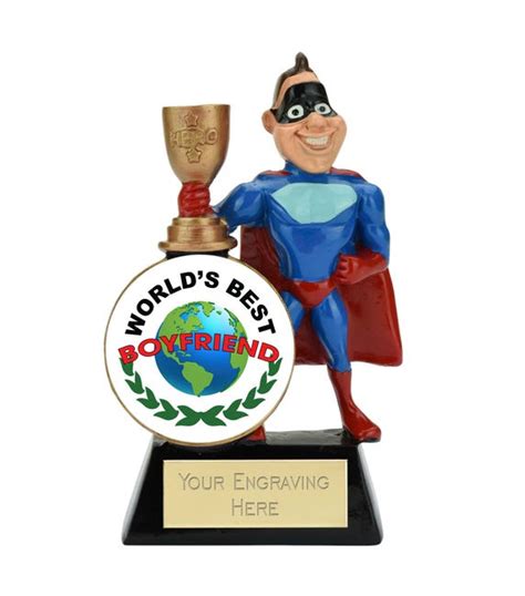 Male Superhero Worlds Best Boyfriend Trophy 14cm Trophies Plus Medals