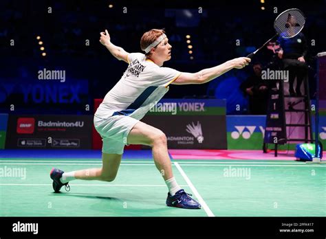 denmark s anders antonsen in action against indonesia s anthony sinisuka ginting not pictured