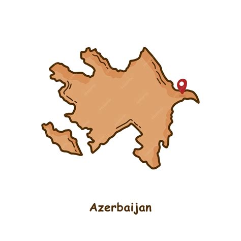 Mapa Dibujado A Mano De Azerbaiyán Con Diseño De Dibujos Animados De Línea Simple Y Moderno De