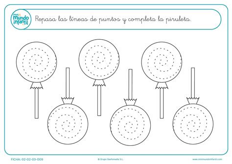 Repasa Las Espirales Y Completa Las Piruletas Para Niños De Infantil