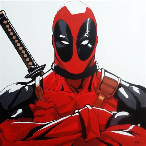 Deadpool snatches the broken shaft of wood and punches it into the thugs belly. Deadpool paintings