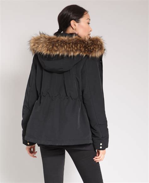 Tarif dégressif en fonction des quantités. Parka à capuche noir - 280183899A08 | Pimkie
