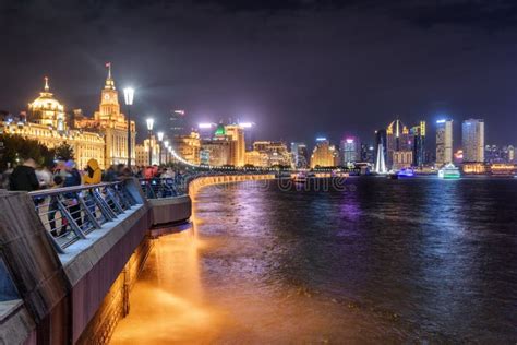Scenic Night View Of The Bund Waitan In Shanghai China Stock Photo