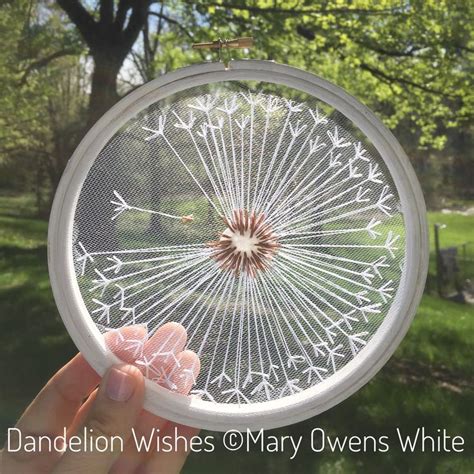 Crochet wildflower blankets will surely help you change the character of your interiors. Dandelion Embroidery Hoop Art - Tulle Embroidery ...