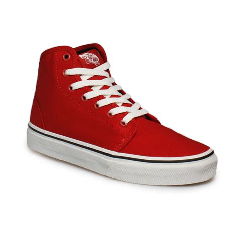 Vans Mens Womens Red Lace Up High Tops Trainers Sneakers Shoes Size 3 11