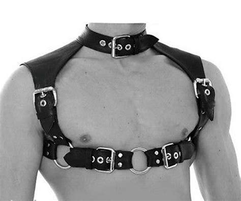 Black Pu Leather Strap On Harness Belt Sexy Mens Body Bondage Slave Body Harnesses Restraint