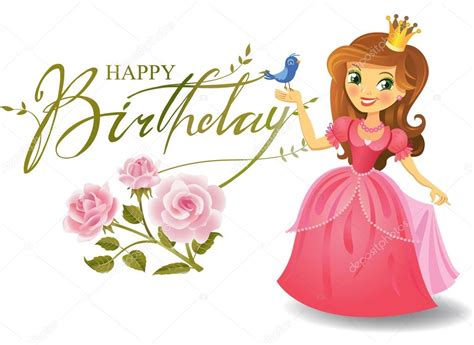 Happy Birthday Princess Greeting Card — Stock Vector © Azzzya 64689255