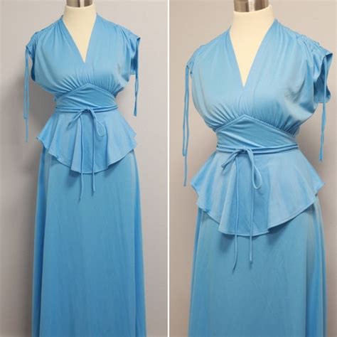 vintage 70s jcpenneys blue maxi dress 70s maxi dres… gem