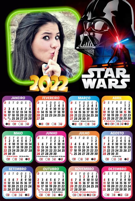 Montagem De Fotos Calendário Calendário 2022 Star Wars Com Foto