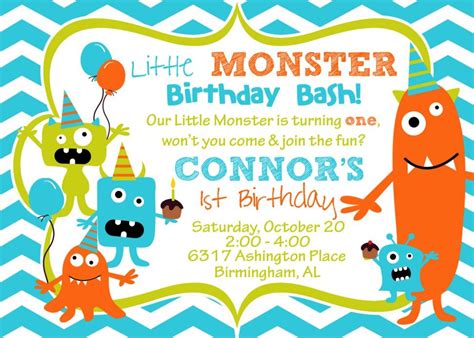 Download, print or send online for free! FREE Monster Birthday Invitations - Bagvania FREE ...