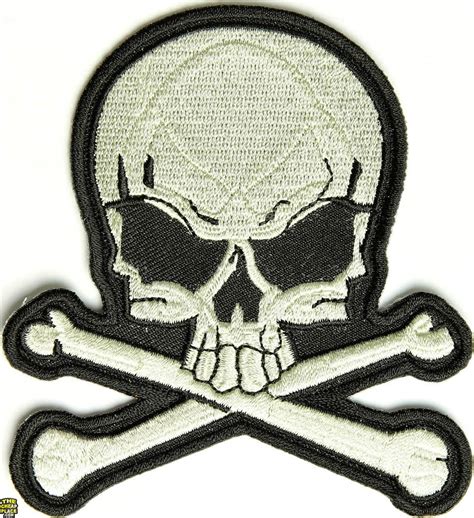 Skull And Bones Patch Medium Grey Skull Patches Thecheapplace