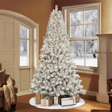 75ft Pre Lit Flocked Virginia Pine Artificial Christmas Tree Color