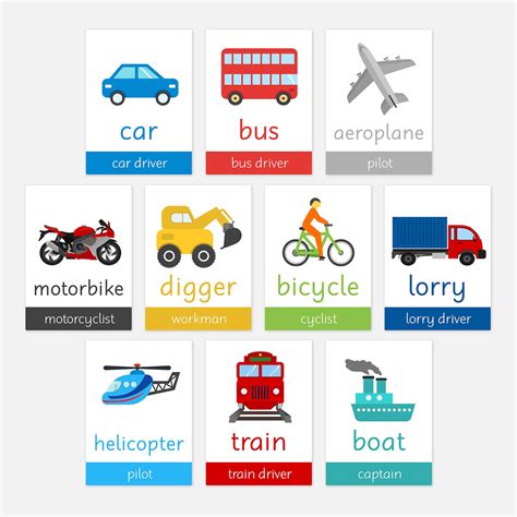 Transport Flashcards Educational Learning Resources For Etsy Uk