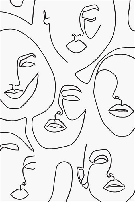 Face line art illustrator step by step hello creative people ! FACES, Large Printed Poster, Illustration, Wall Art Decor ...