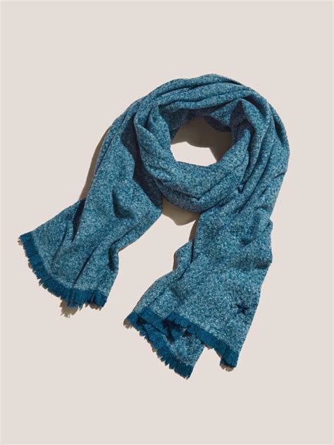 Midweight Plain Scarf In Teal Multi White Stuff