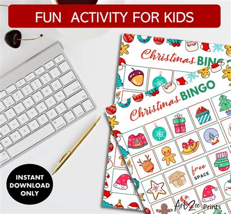 Printable Christmas Bingo Cards For Kids 20 Cute Holiday Etsy