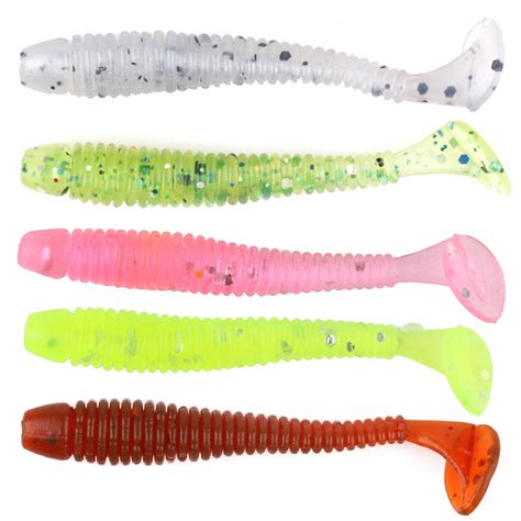 120pcs Soft Plastic Fishing Lures Tackle Paddle Tail Grub Worm Bream