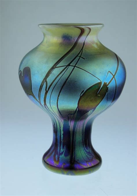 hearts and vines iridescent handblown glass vase by eric w etsy handblown glass vase