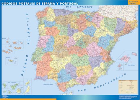 Wall Map Of Spain Postal Codes Wall Maps Of Countries Of The World