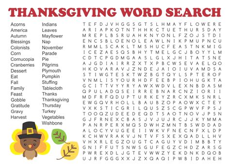 Printable Thanksgiving Word Searches